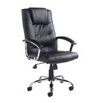 ND-Somerset Leather Exec Chair with Arms Chrome/Black