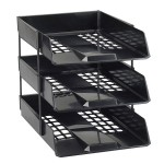 Q-Connect Letter Tray Black (3 Tray's with Risers)