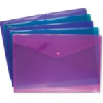 Plastic Button Folders (A4) - 4PK